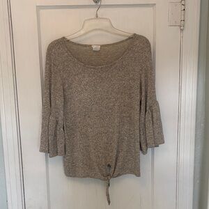 Caution To The Wind Heather Gray Knit Top